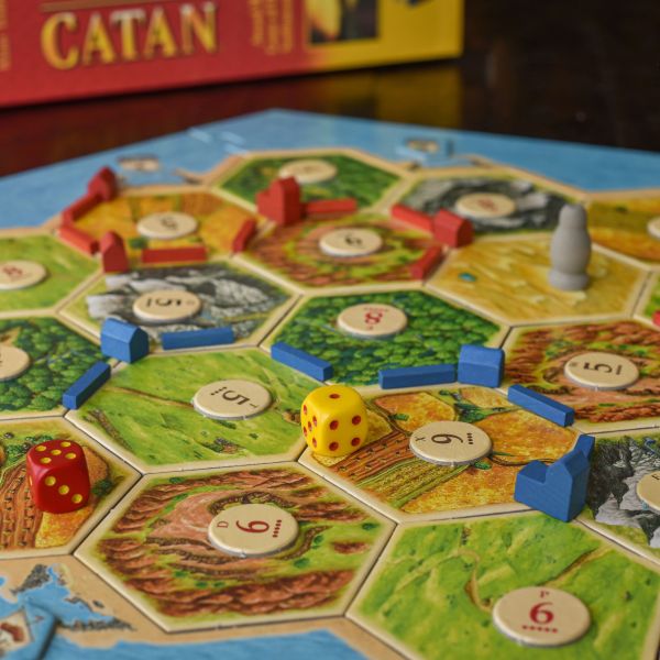 An ongoing game of Austin Catan boardgame.