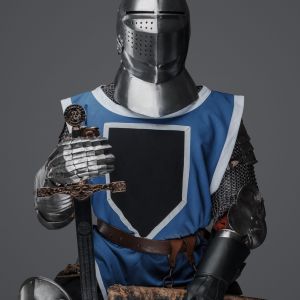 A picture of a knight resembling an Austin D&D Paladin.